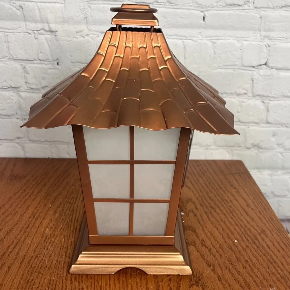 Partylite Asian Persuasion Copper Pagoda Lantern Hurricane Candle Holder P8807